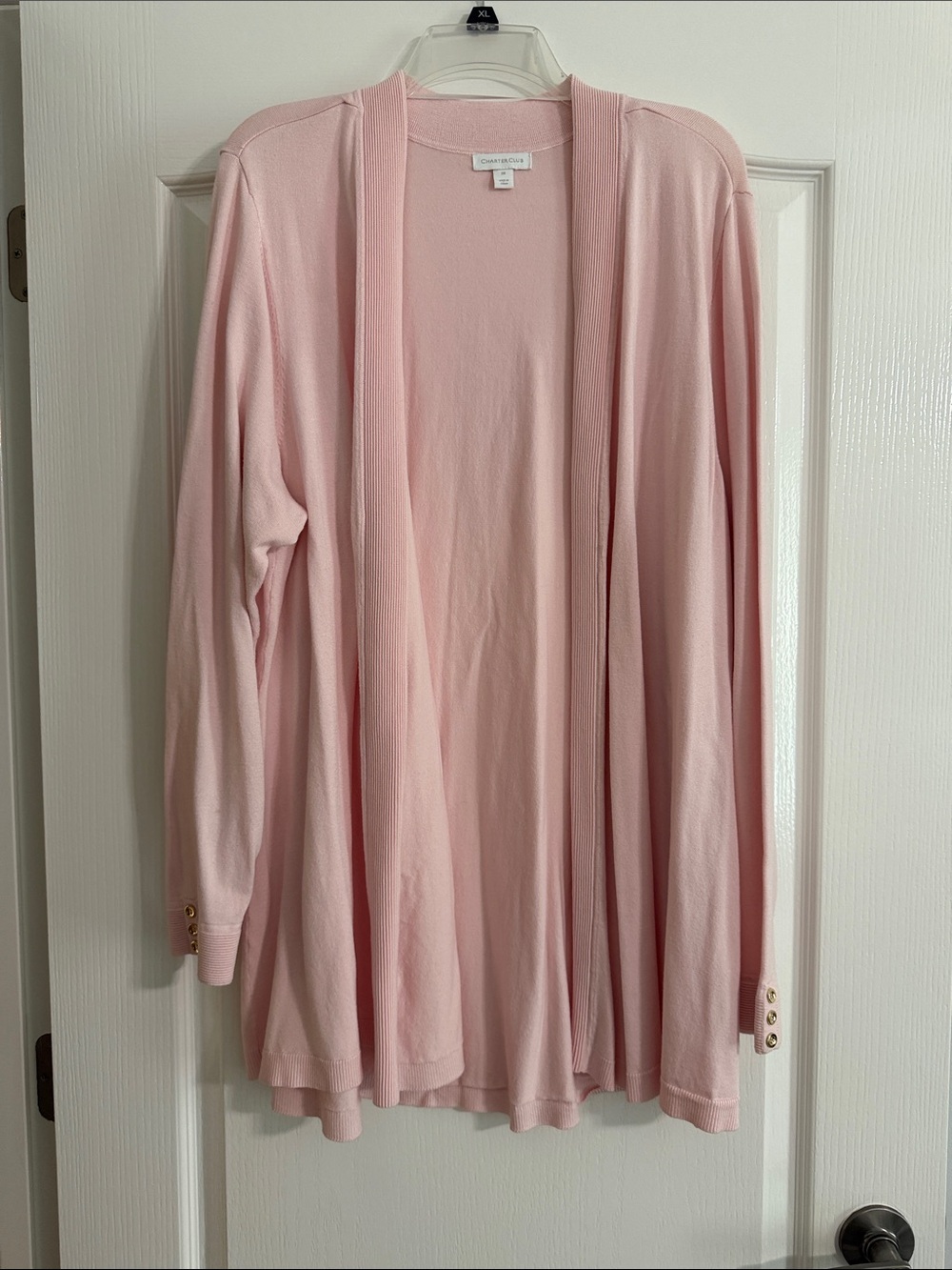 Charter Club Light Pink Open-Front Cardigan